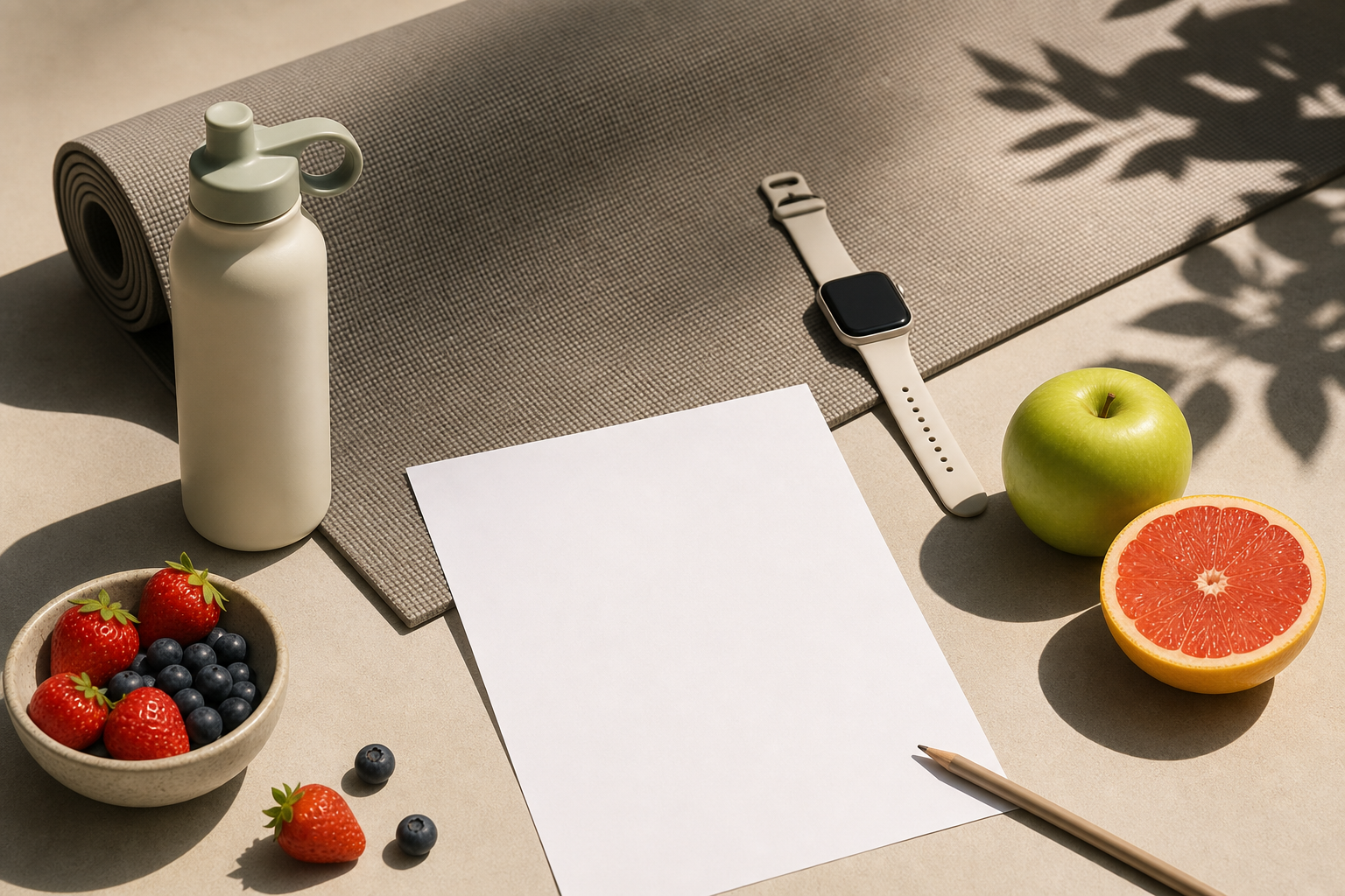 Borraccia e tappetino per pianificare lo sport estivo