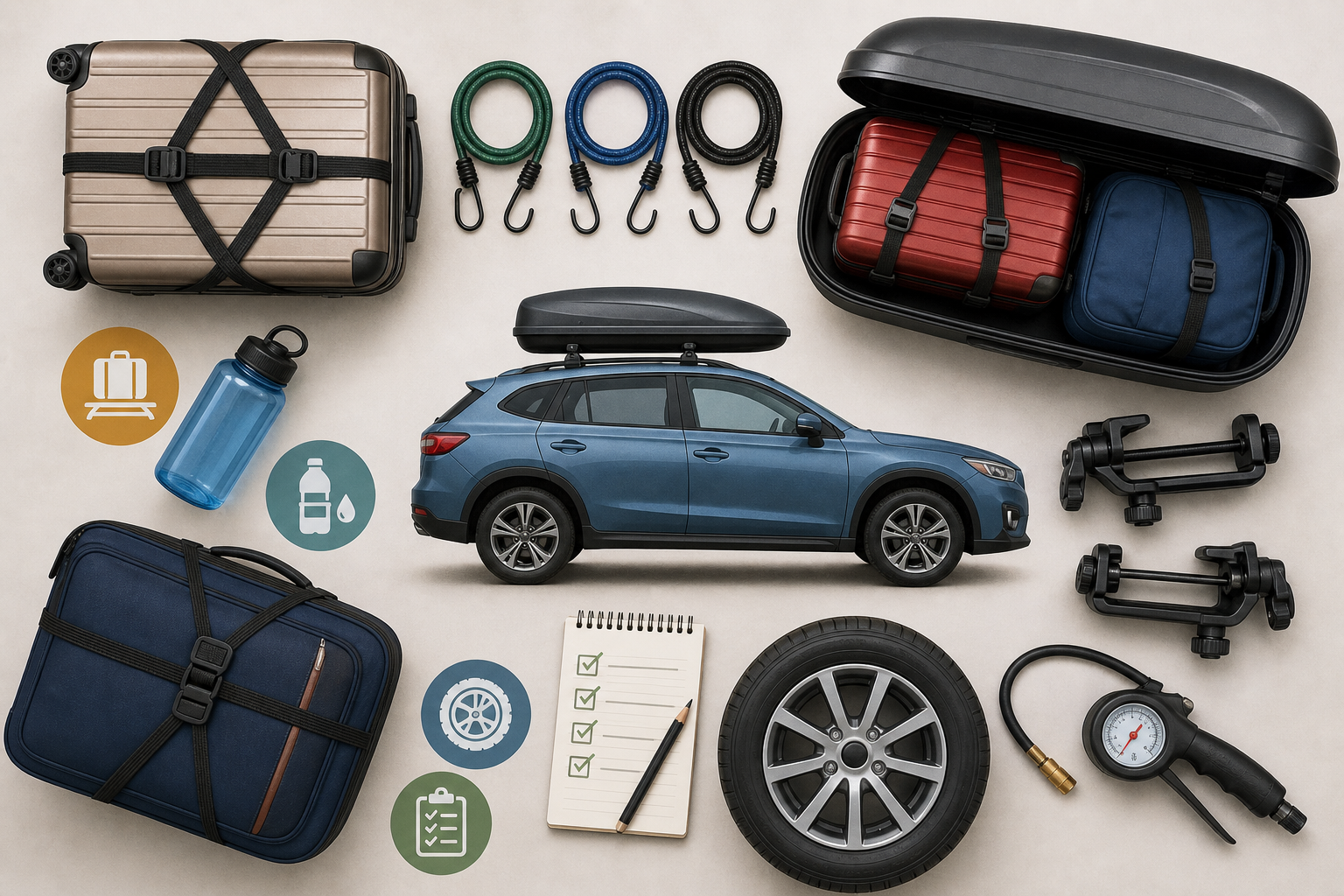 Cinghie valigie box da tetto e controllo pneumatici prima del viaggio