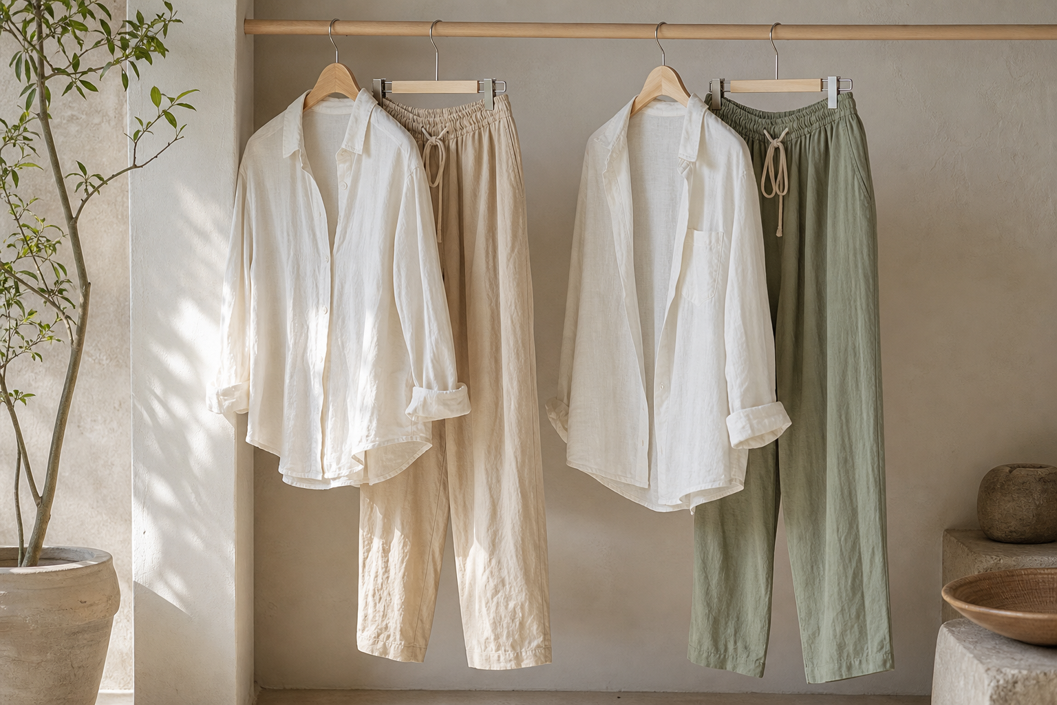 Guardaroba estivo con pantaloni leggeri con coulisse