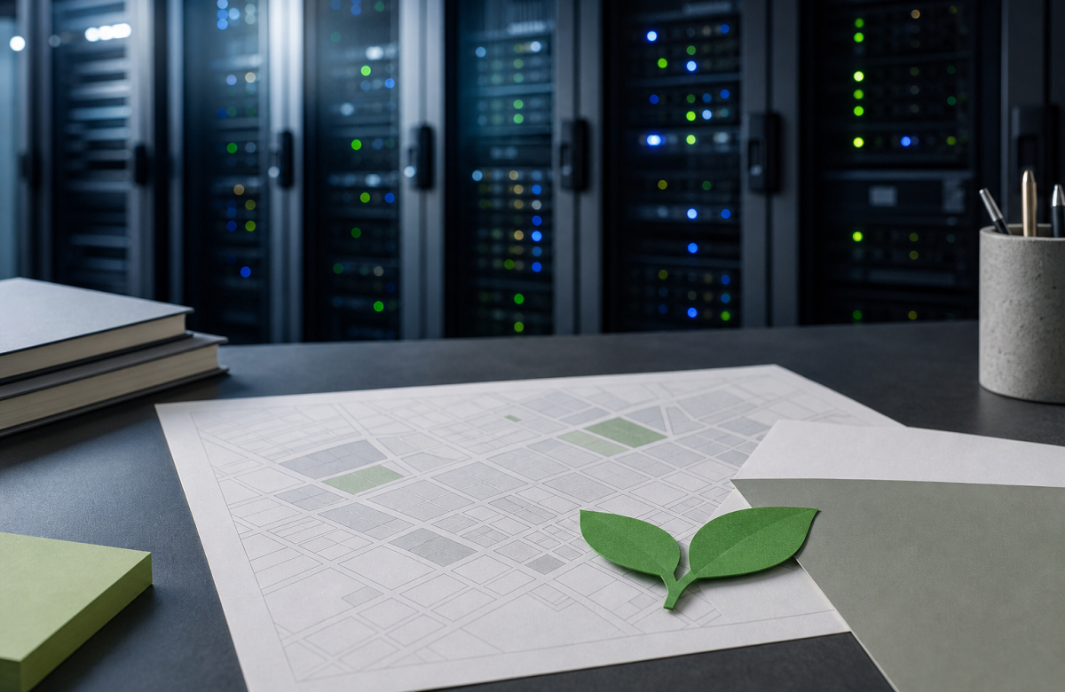 Server generici e mappa urbana astratta per un articolo sui data center in Lombardia