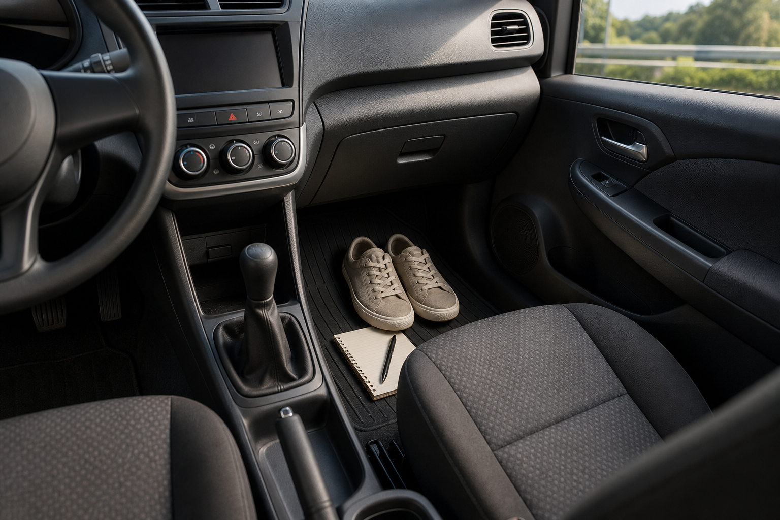 Scarpe leggere e checklist per un viaggio estivo in auto