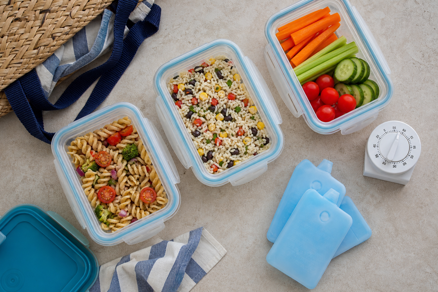 Contenitori freddi per insalata di riso e pasta in cucina
