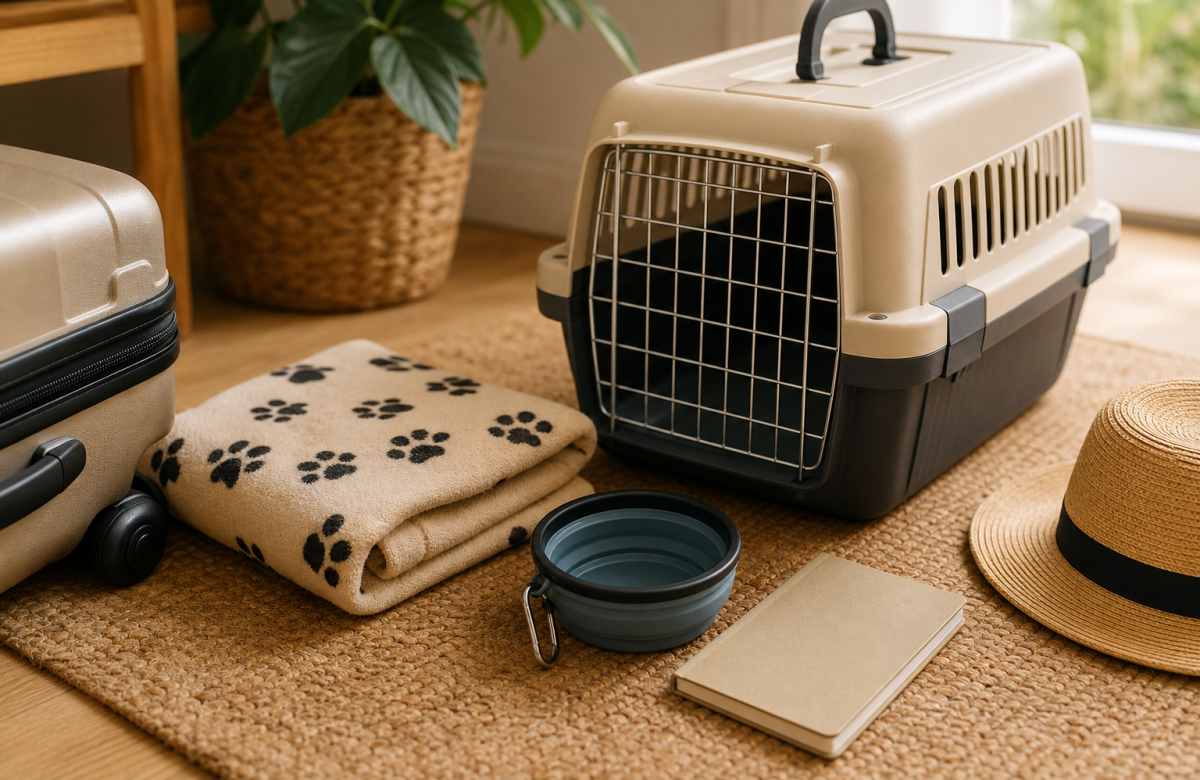 Trasportino e accessori per preparare un viaggio con cane o gatto