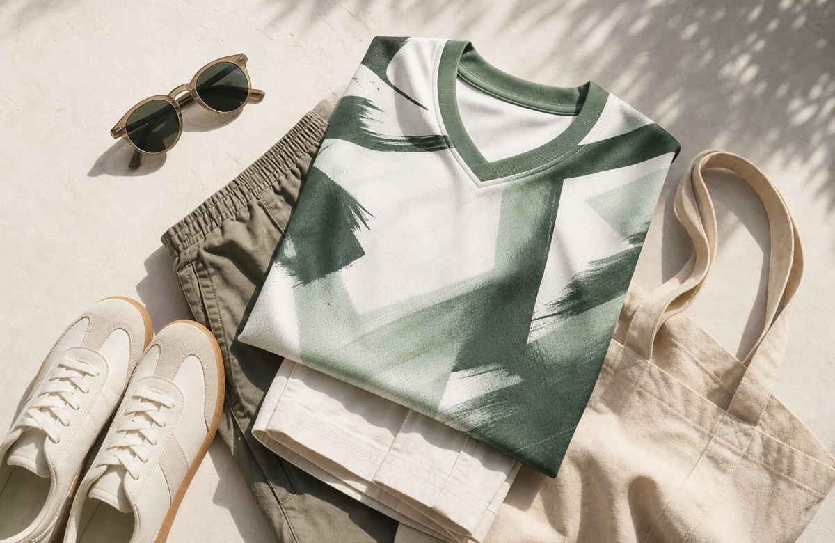 Maglia da calcio generica abbinata ad accessori estivi