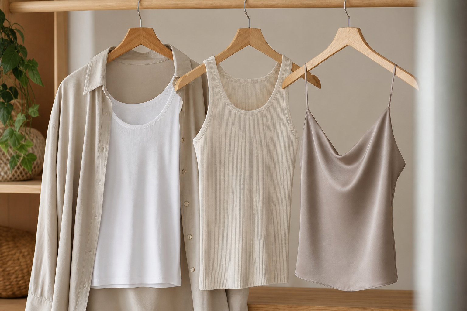 Top estivi su grucce con canotta e camicia leggera