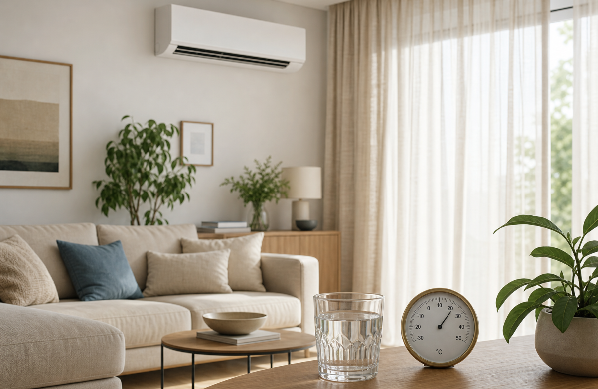 Climatizzatore generico in una stanza domestica estiva