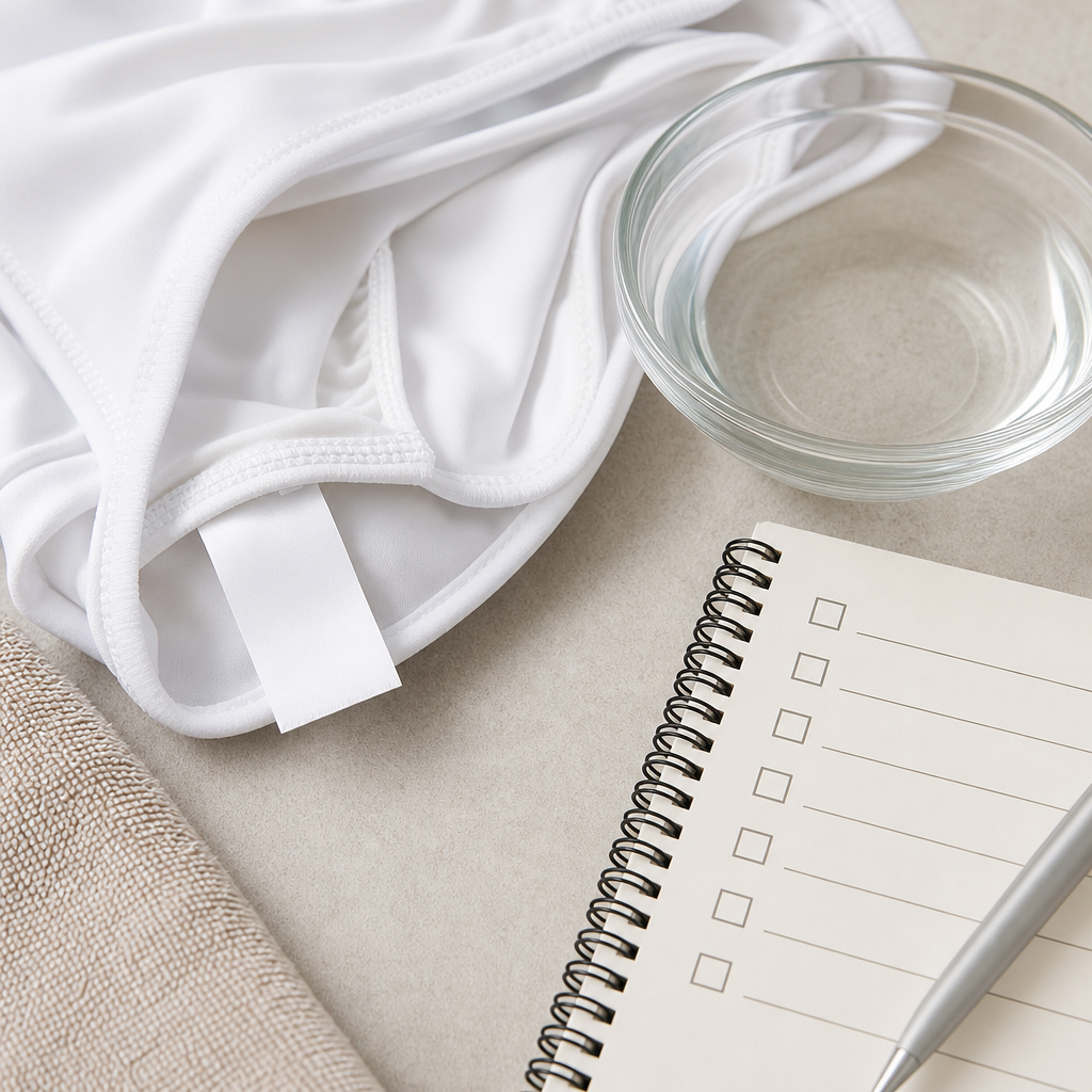 Tessuto bianco acqua e checklist per controllare un costume da bagno