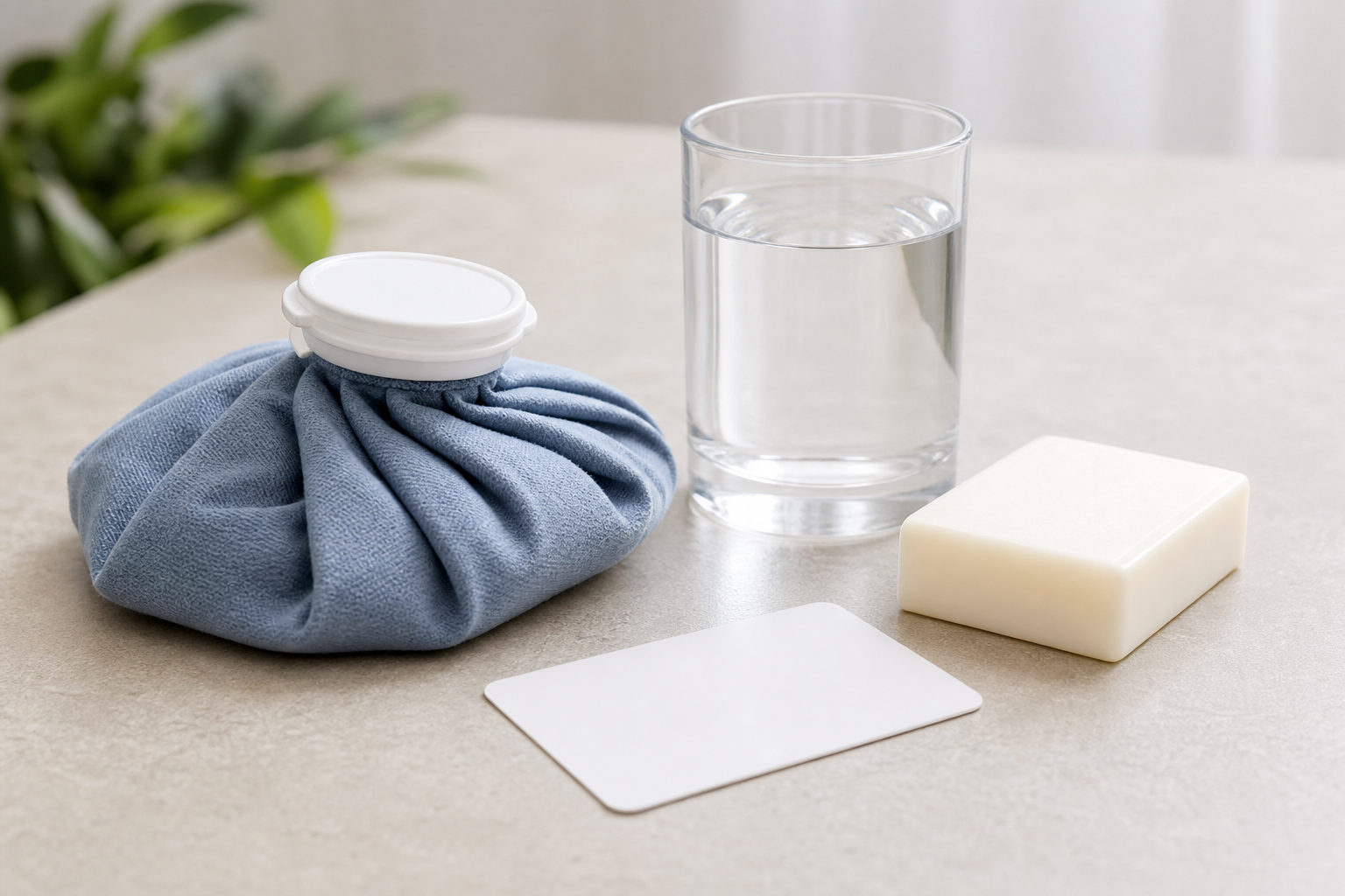 Impacco freddo, acqua e sapone neutro dopo una puntura, immagine illustrativa