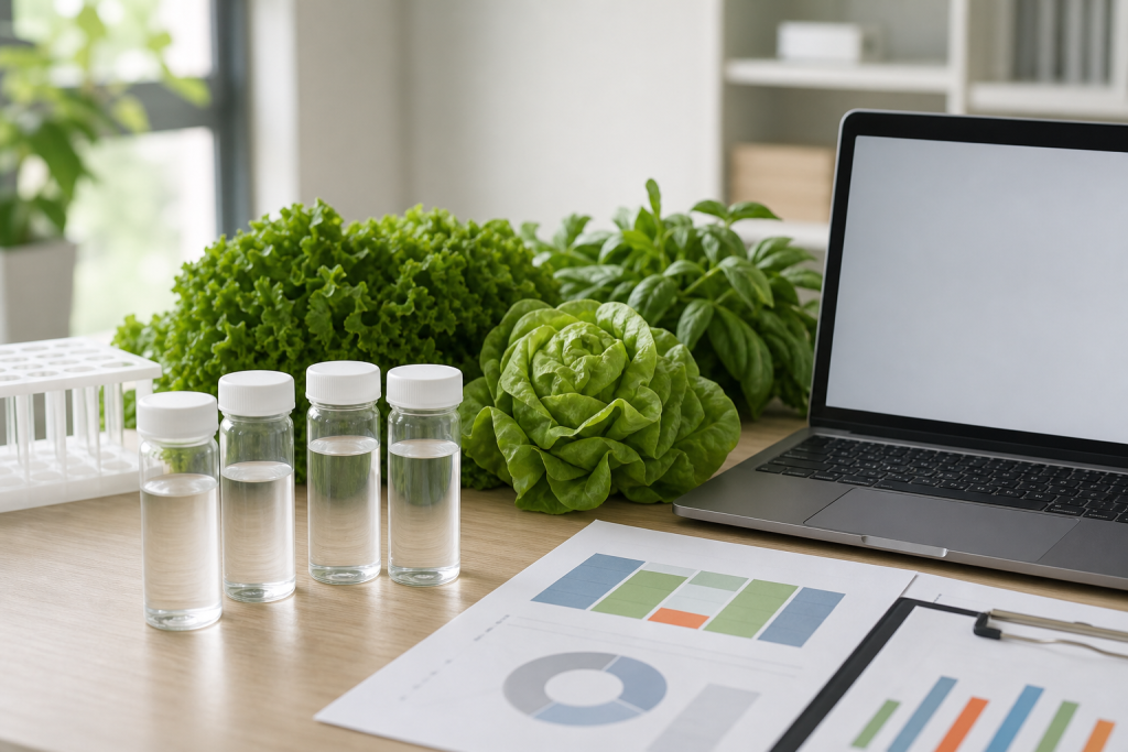 Campioni anonimi verdure e grafici vuoti per monitoraggio alimentare generico