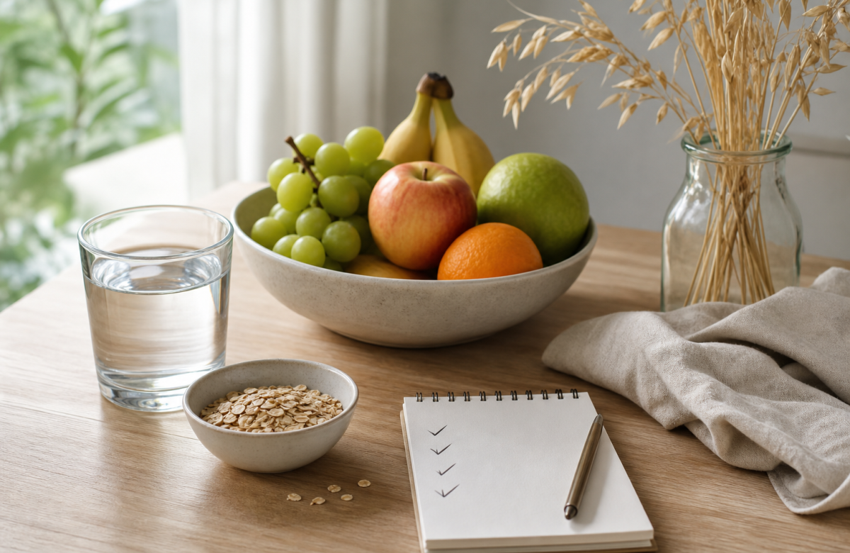 Acqua frutta cereali e checklist per un controllo alimentare generico