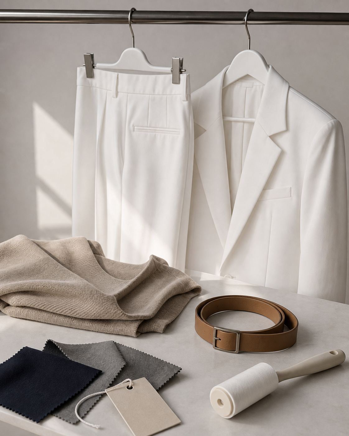Completo bianco generico con accessori neutri per settembre