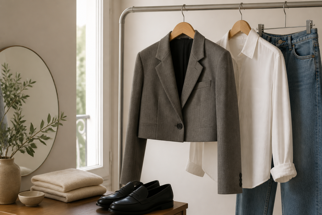 Blazer corto e capi basici per la transizione di stagione