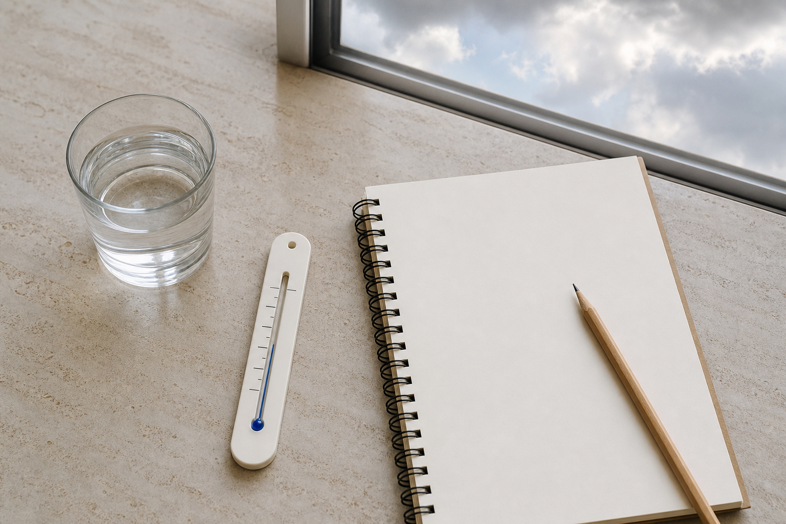 Quaderno meteo generico con nuvole e termometro