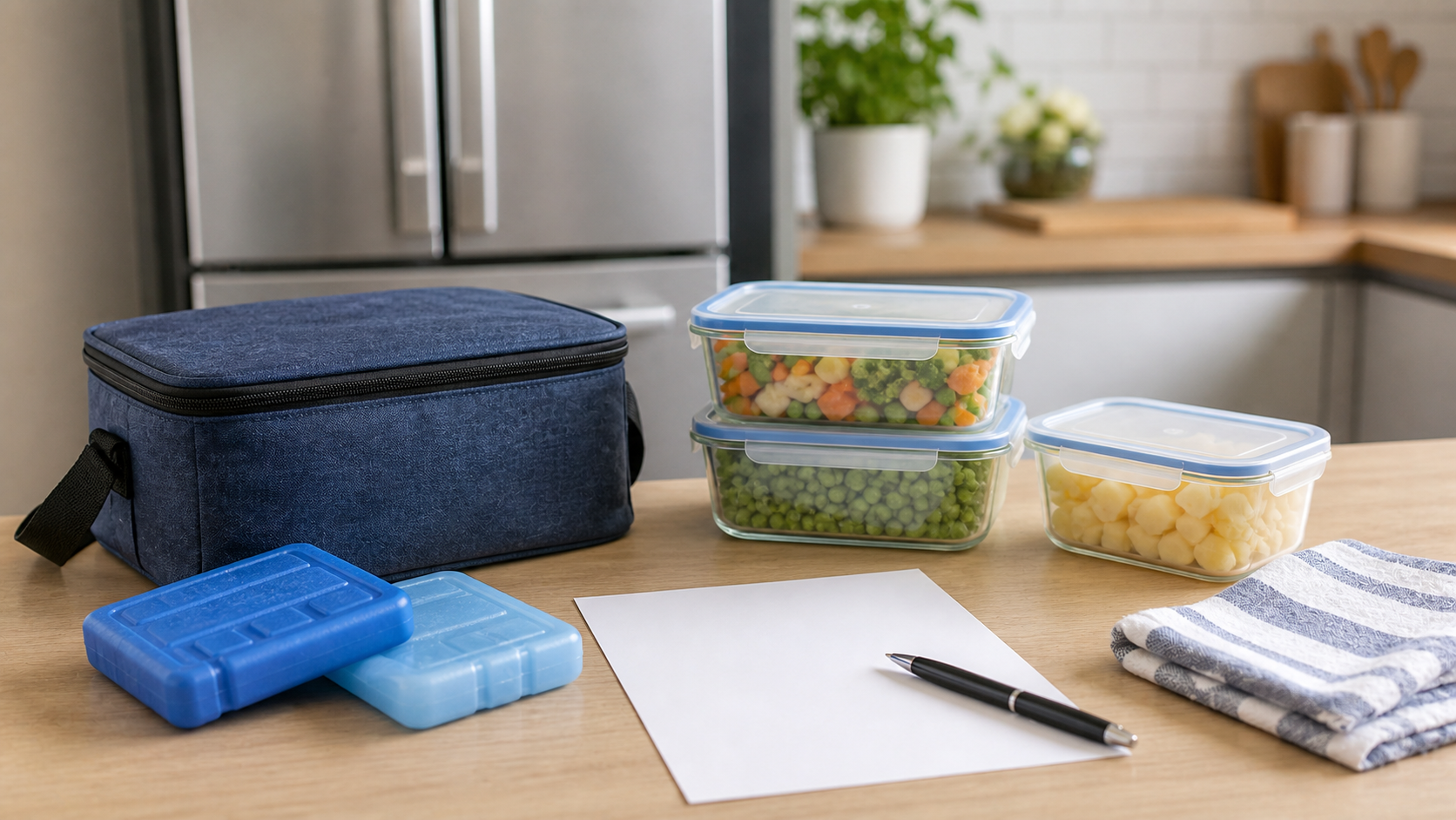 Contenitori e borsa termica per controllare il freezer dopo le ferie