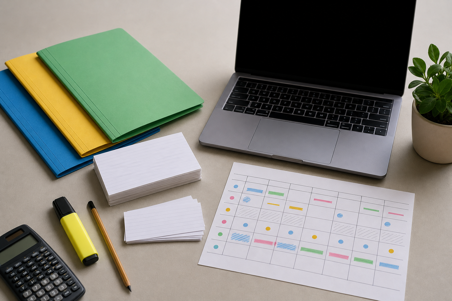 Cartelle appunti e calendario generici per organizzare il semestre aperto