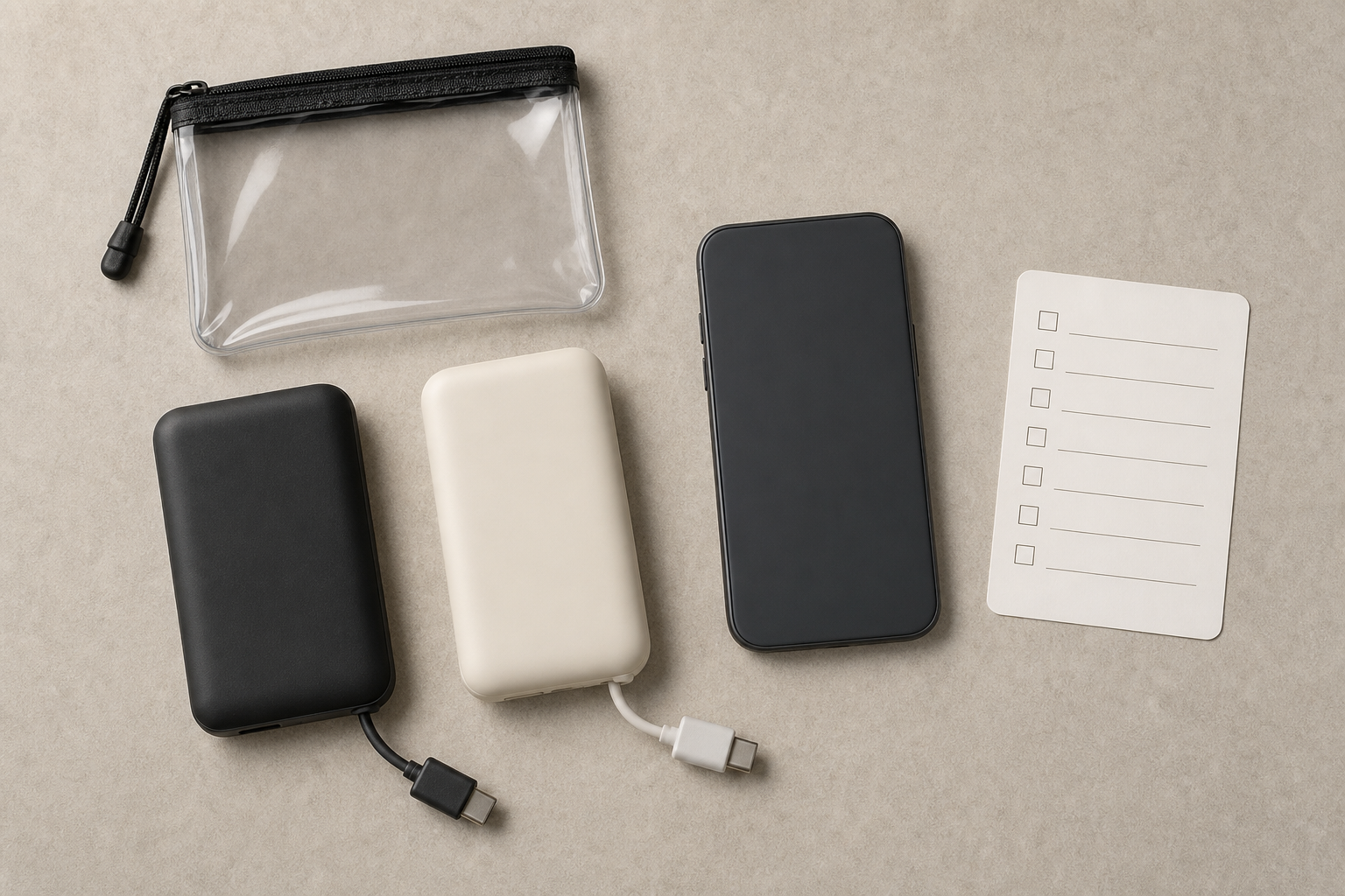Power bank generici con cavi e custodia trasparente