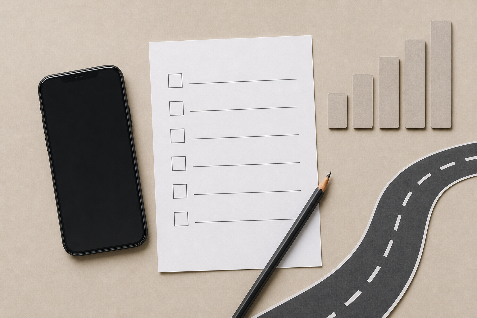 Checklist vuota e telefono anonimo per confrontare la rete mobile