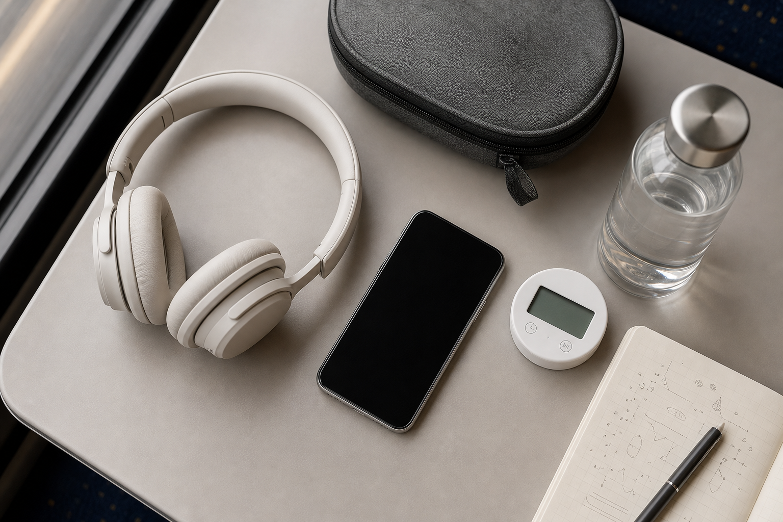 Cuffie generiche telefono e timer per una pausa di ascolto