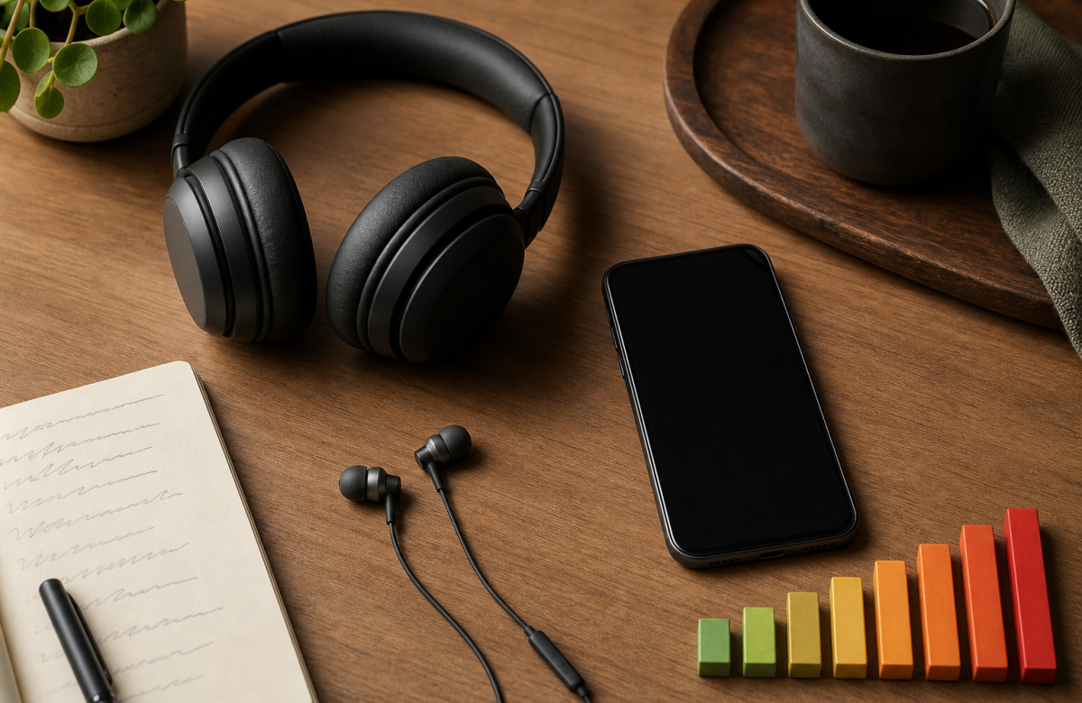 Cuffie e auricolari generici con indicatore di volume