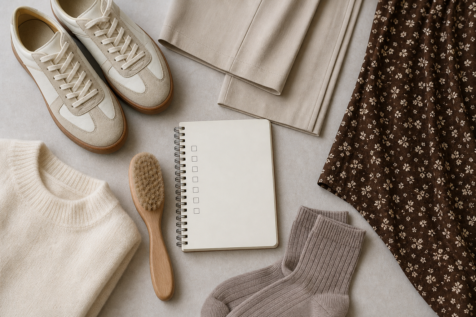 Sneakers slim generiche con tessuti e checklist outfit
