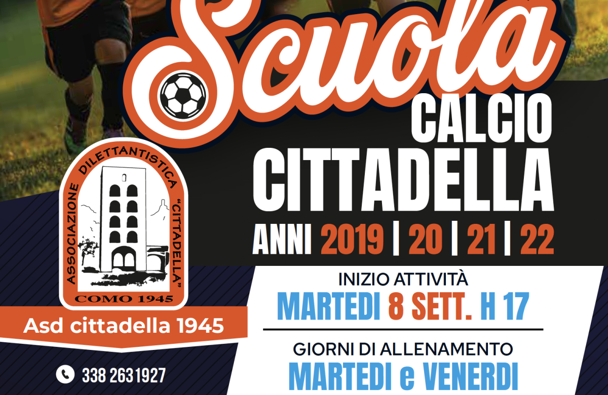 Locandina Scuola Calcio Cittadella 1945 per prove gratuite a Como