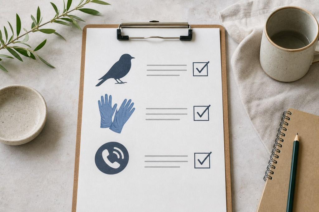 Checklist generica per segnalare un volatile malato