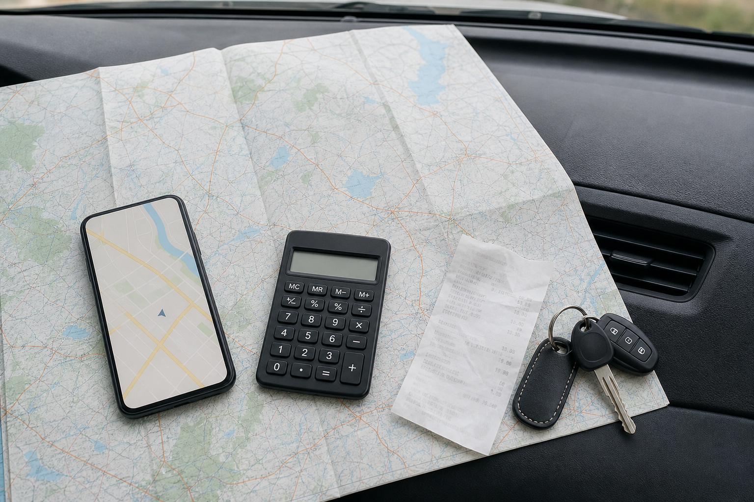 Mappa e calcolatrice generiche per pianificare il rifornimento in auto