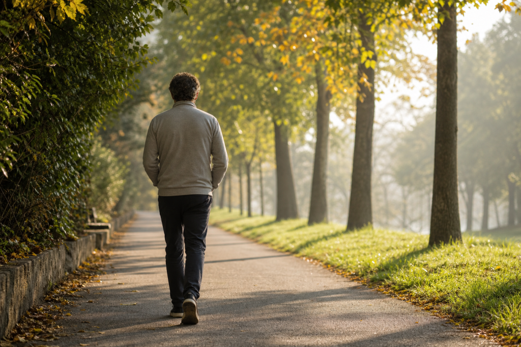 Camminata quotidiana in un parco come attività fisica moderata