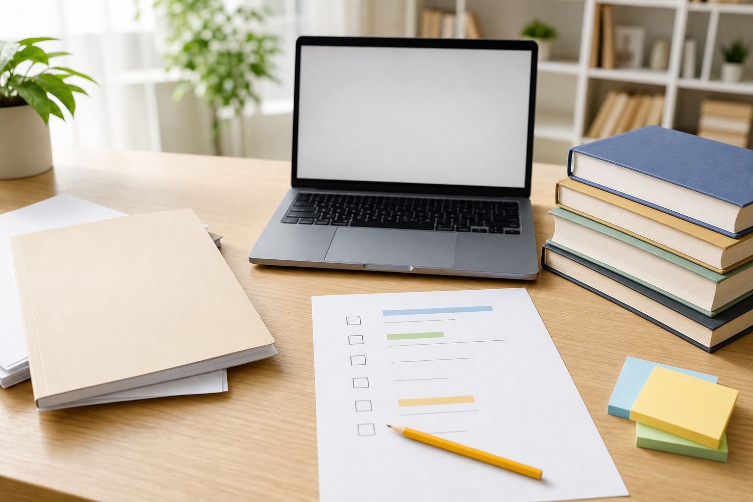 Scrivania con laptop e checklist anonima per ISEE Università