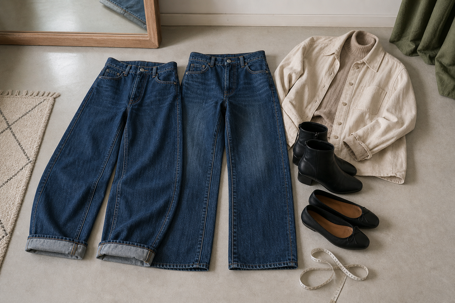 Jeans balloon generici con scarpe e accessori neutri