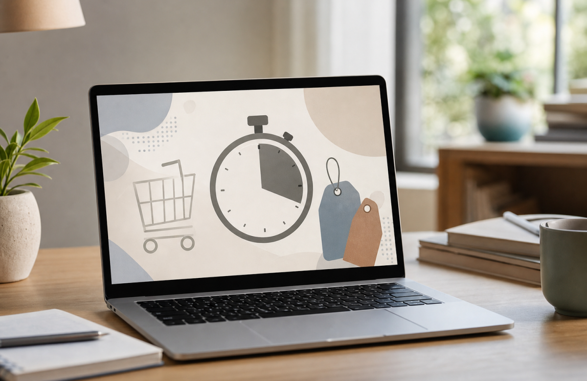Timer e carrello digitale per sconti online senza marchi reali