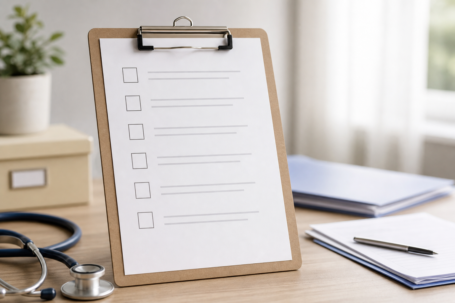 Checklist generica di domande per una visita sanitaria senza dati reali
