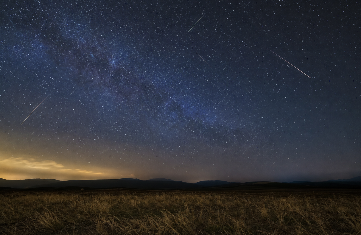 Cielo notturno generico con stelle cadenti di settembre