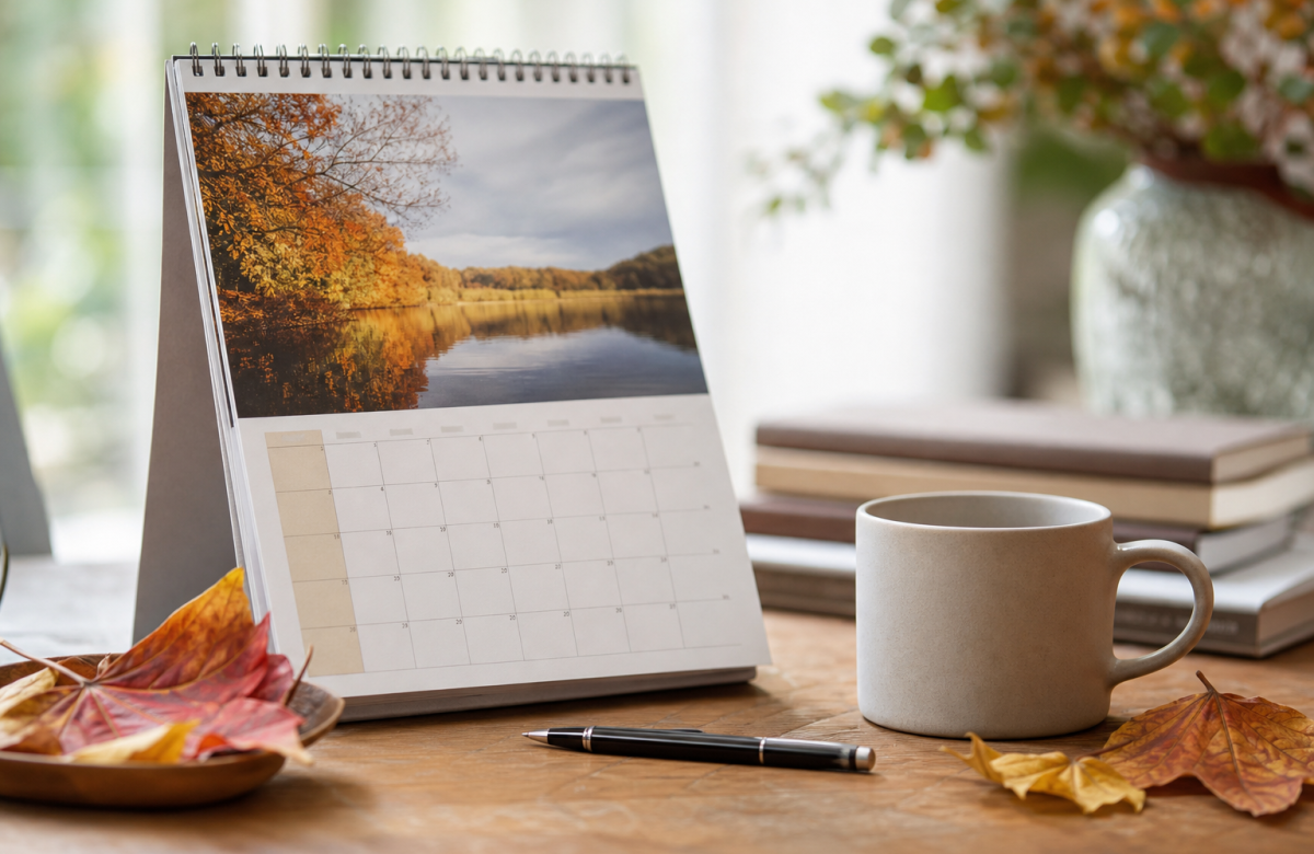 Calendario autunnale generico per la festa nazionale del 4 ottobre