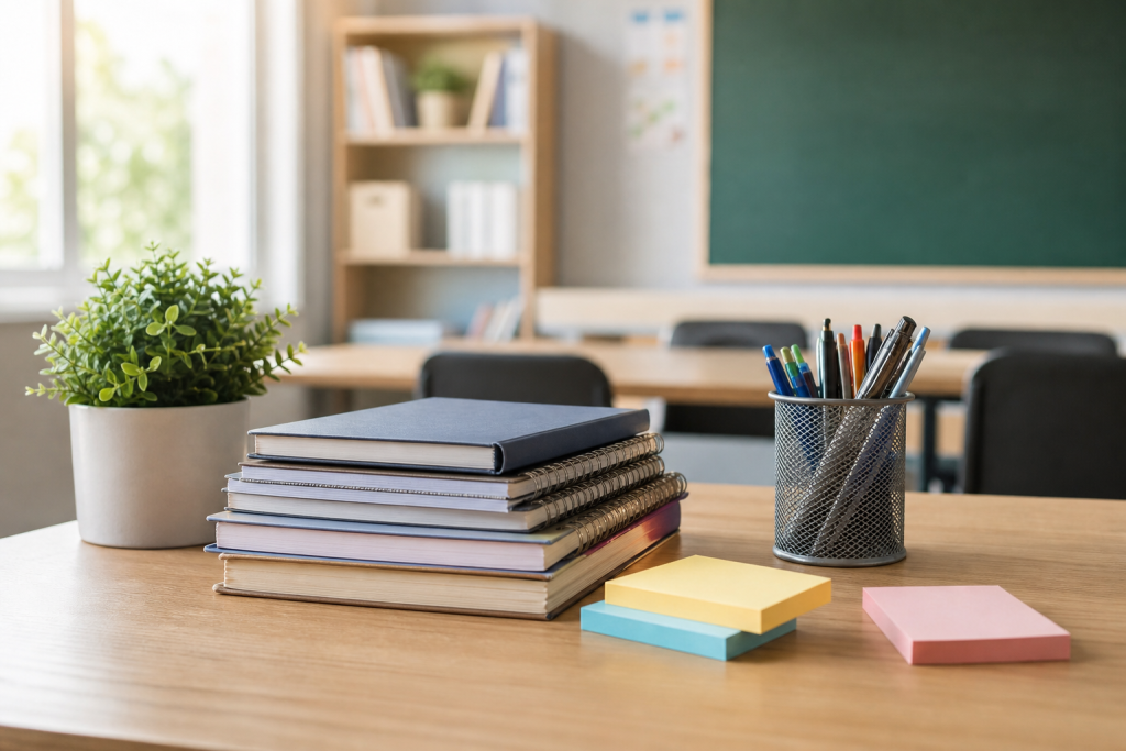 Libri e appunti in una scena generica sul lavoro degli insegnanti