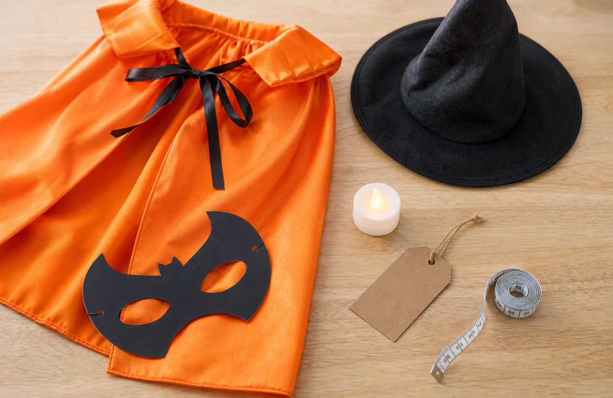 Costume e maschera generici per un articolo sugli acquisti di Halloween